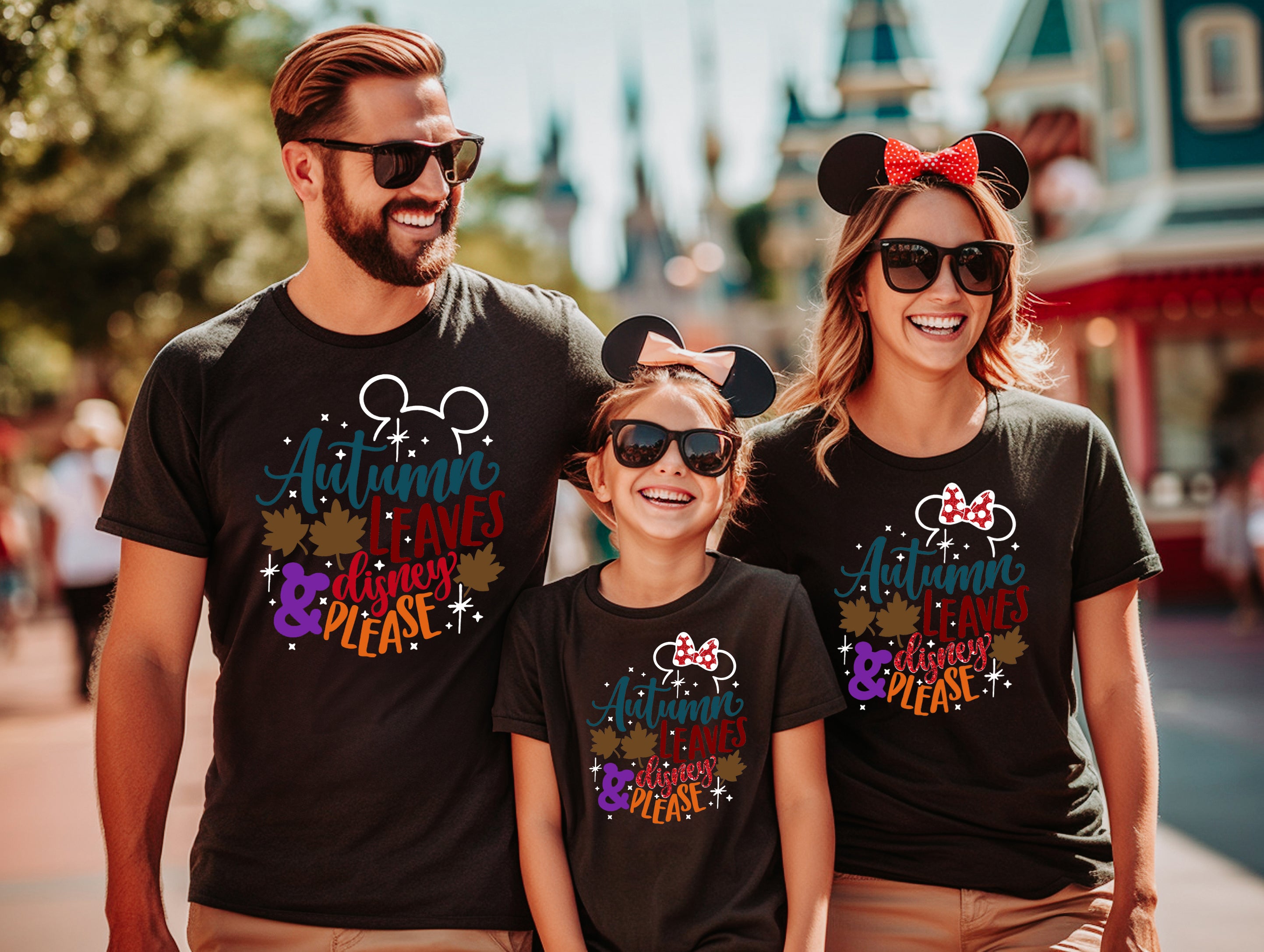 Autumn Leaves & Disney Please Family T-Shirts