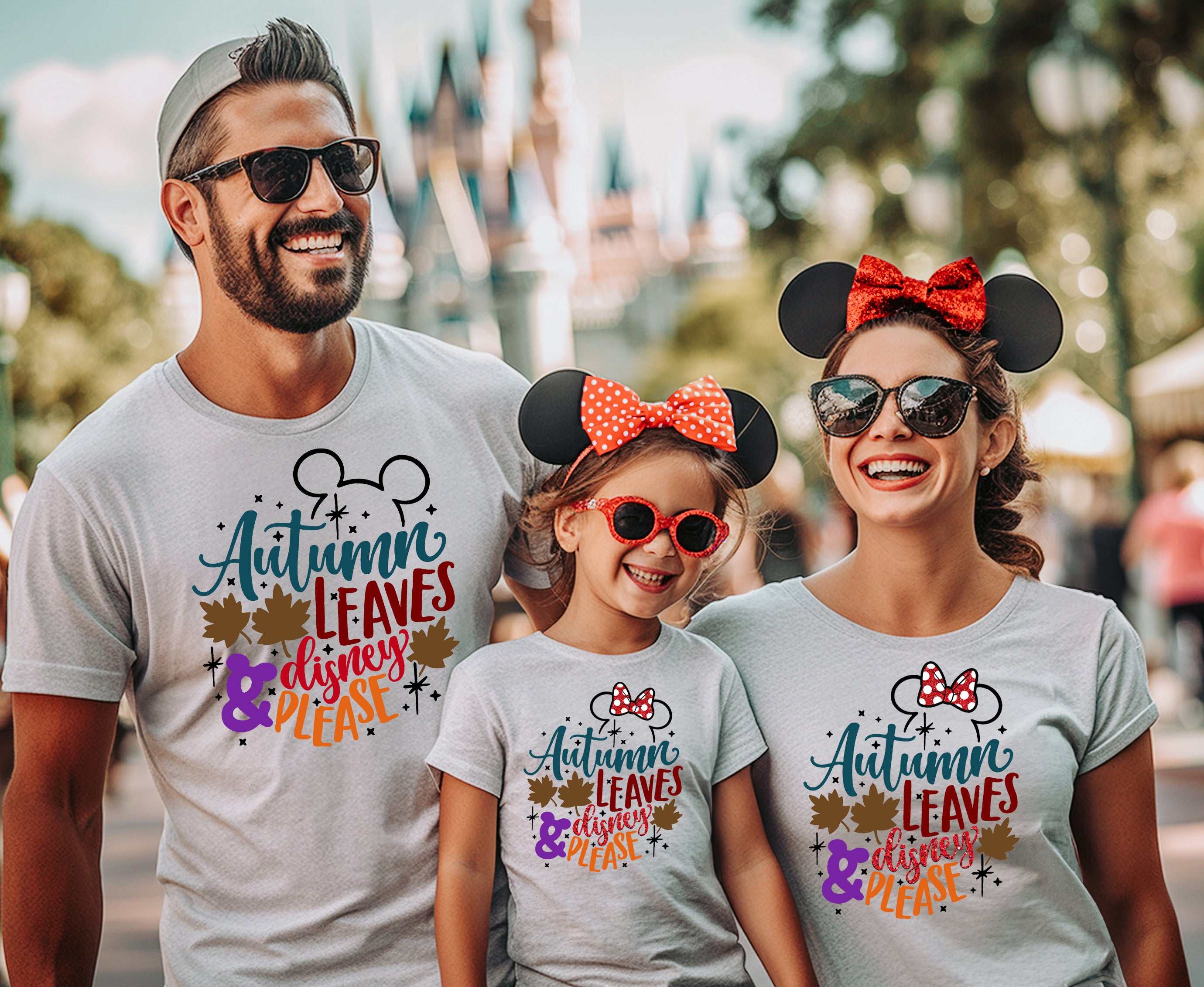 Autumn Leaves & Disney Please Family T-Shirts