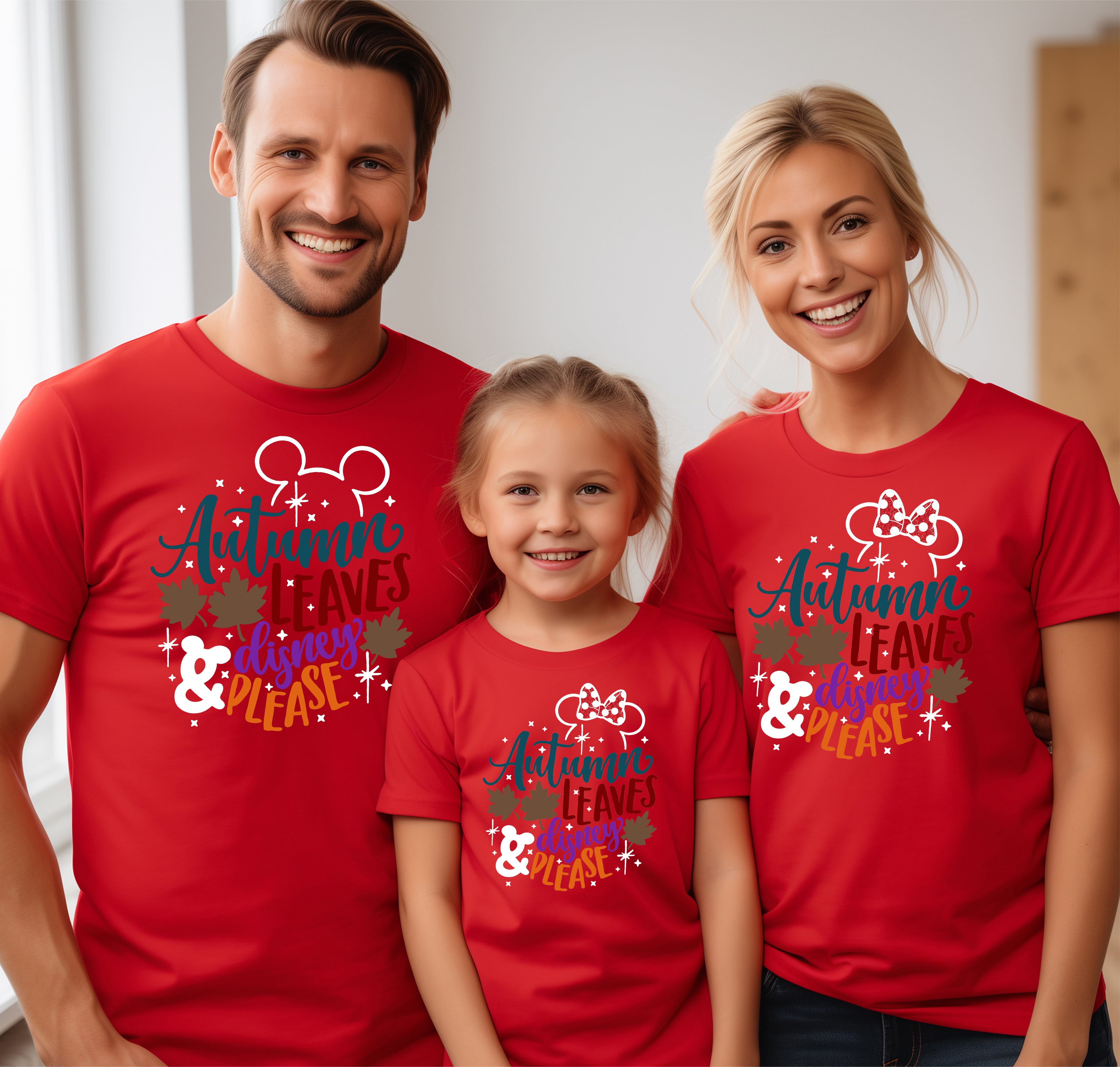 Autumn Leaves & Disney Please Family T-Shirts