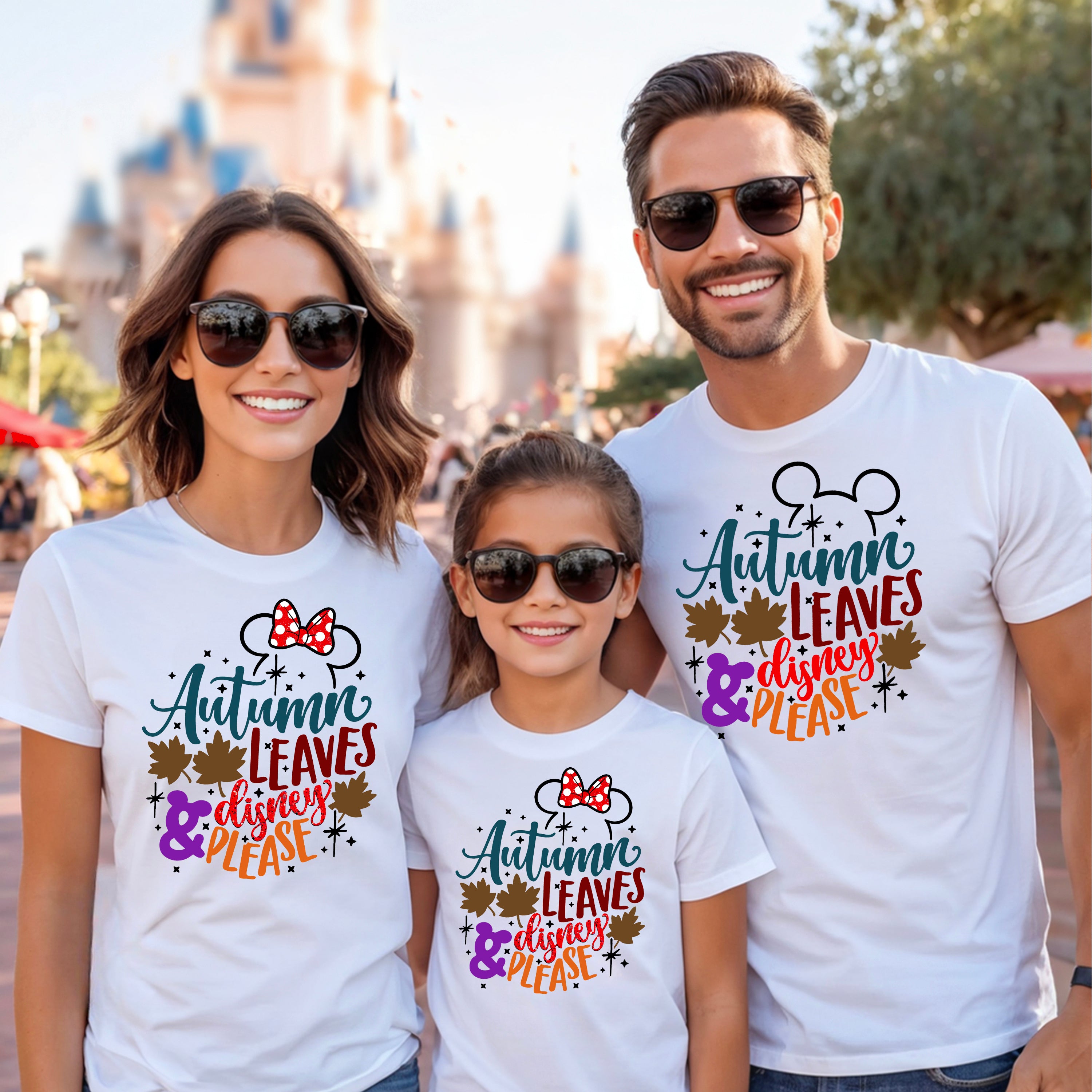 Autumn Leaves & Disney Please Family T-Shirts